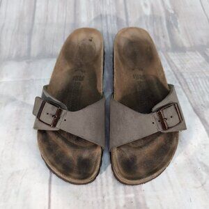 Birkenstock Madrid Gray Leather Slide Sandals – Women’s EU 39 / US 8